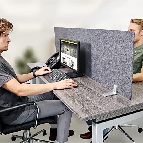 OBEX Free Standing Desk PET Privacy Screen, Table Top Home & Office Furniture Partitions and Dividers, Portable Workstation Freestanding Panels, 24" x 24" Shadow
