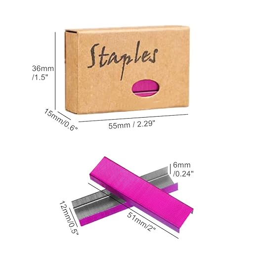 NatSumeBasics 6000 Rose Red Staples Colored Staples for 26/6 Standard Desk Manual Stapler Refill, School Office Supplies Accessories (Rose Red)