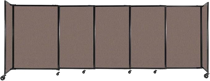 Versare Straightwall Sliding Portable Wall Partition | Freestanding Office Dividers | Locking Wheels | Temporary Room Separator | 11'3'' Wide x 4' Tall Latte Fabric Panels