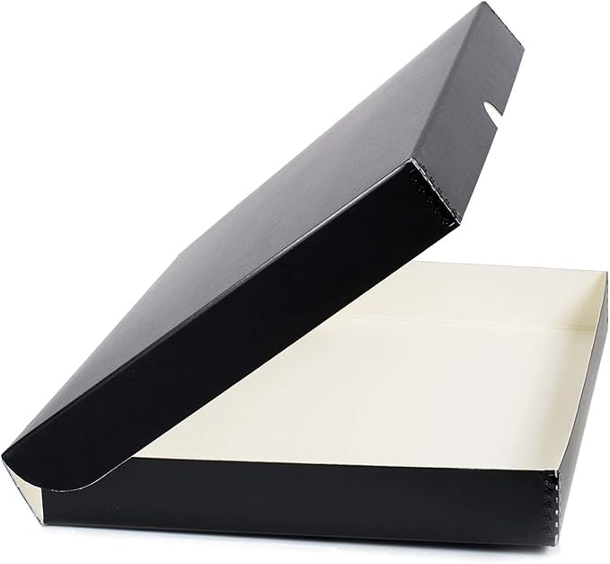 Lineco Folio Storage Box, Clamshell Design with Metal Edge. 11.5x17.5x1.75 Inches, Archival Boxboard, Preserve Photos, Cards, Magazines, Documents, Art, Ephemera, Family Records, Black, Pack of 1