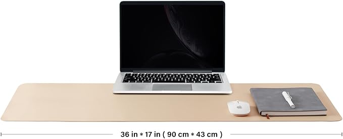 Leather Desk Mat - Non-Slip PU Pad for Office and Home - Organization Accessory - Ideal for Mouse Pad and Desk Mat (Apricot, 36" x 17")