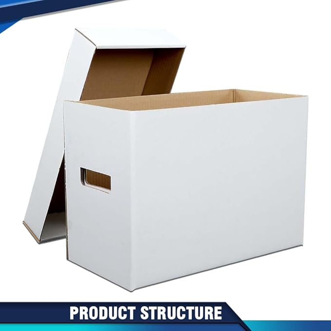 PIT66 5 Pcs Comic Book Storage Boxes, Holds 150-175 Comics Each, Collapsible, Stackable, Moistureproof, White, 15.83"L x 11.42"W x 7.87"H