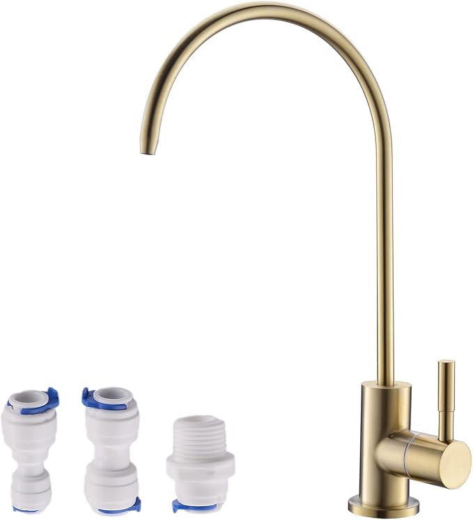 Havin Gold Drinking Water Faucet,Brushed Gold Reverse Osmosis Faucet,Water Filter Faucet for Kitchen Sink Use,Beverage Faucet,Lead-Free Stainless Steel(Brushed Gold)