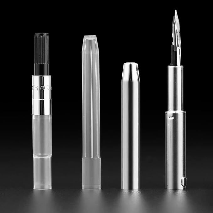 erofa Majohn A2 Press Fountain Pen Extra Fine Nib with Box, Retractable Orange Resin Ink Pen with Converter Writing Pen Set (Silver Clip Version