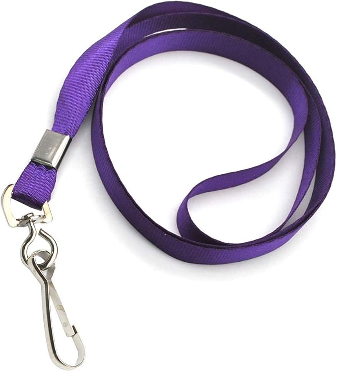 Beebel Purple Lanyards 100 Pcs Lanyard for Id Badges Flat Lanyard with Badge Clip with J-Hook (Purple)