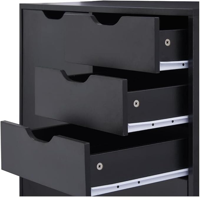 Naomi Home Amy 5-Drawer Craft & Office Storage Cabinet with Shelf, – Mobile Under Desk Unit with Lockable Wheels, Adjustable for Printers & Supplies, 15.7" D x 18.9" W x 32.2" H