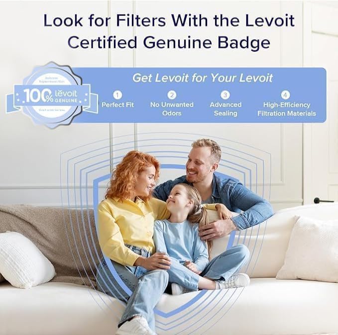 Levoit Vista 200 Air Purifier Genuine Replacement Filter, 1 Pack | High-Efficiency Activated Carbon for Removal of Smoke, Odor, Allergens, Pollen, Vista 200-RF, Black