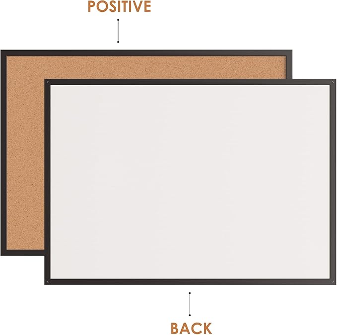 Board2by 2-Pack Cork Board Bulletin Board 36 x 48, Black Wood Framed 4x3 Corkboard, Office Board for Wall Cork, Large Wall Mounted Notice Pin Board with 32 Push Pins for School, Home & Office