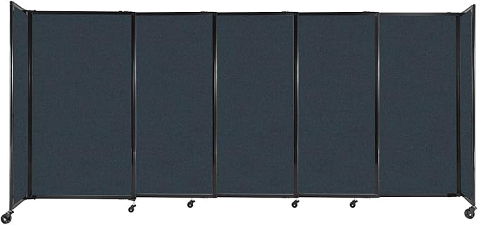 Versare Straightwall Sliding Portable Wall Partition | Freestanding Office Dividers | Locking Wheels | Temporary Room Separator | 11'3" Wide x 5' Tall Blue Spruce Fabric Panels