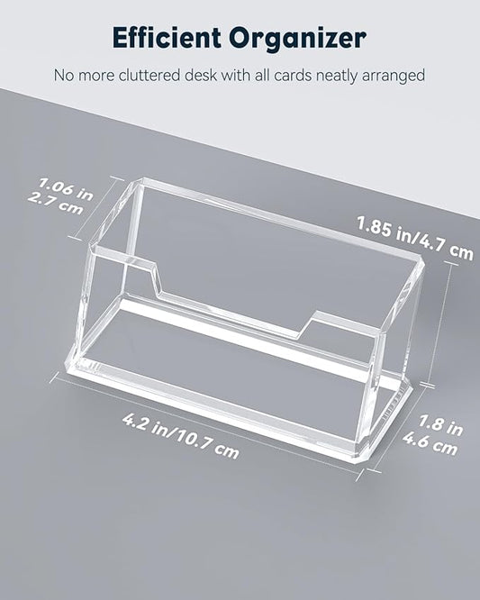 Uniclife Acrylic Business Card Holder for Desk 1 Slot Clear Business Card Display Stand for Men & Women Desktop Business Card Organizer Card Stand for Office Home Exhibition, 60 Card Capacity
