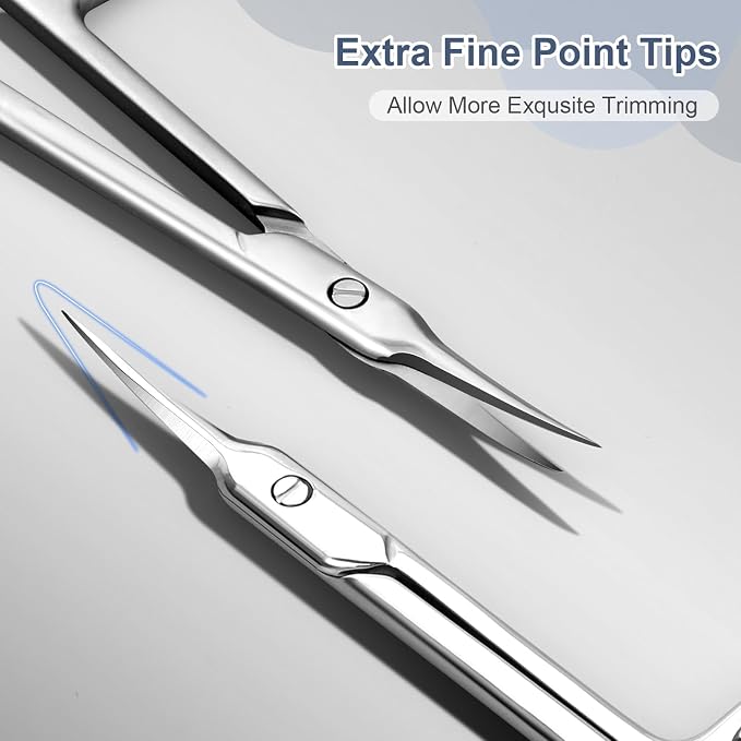 Cuticle Scissors, Curved Fine Tip, Men Women, Matte | Fine curved scissors for eyebrow, eyelash, cuticle and nail grooming. Small precision for manicure pedicure. Men women.