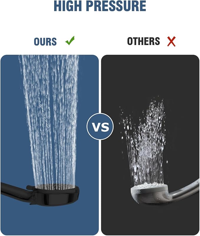 Filtered Shower Head with Handheld Matte Black, BOWGER 6 Modes High Pressure Shower Heads with Power Wash Mode and Hard Water Filter, Detachable Hand Held Showerhead Set with Extra Long Hose