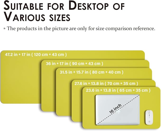 Leather Desk Mat - Non-Slip PU Desk Pad for Office and Home - Desk Organization and Accessories - Ideal for Large Mouse Pad and Desk Mats on Top of Desks (Lemon Yellow,27.6"x 13.8")