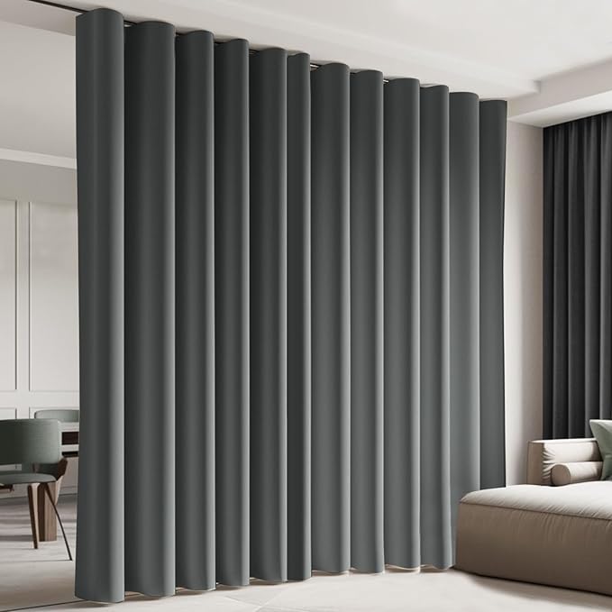 Cbsroro Room Divider Blackout Curtain Track Curtains Wall Dividers Panels Screen for Living Rooms Bedroom Office Privacy Partition Separation, W120 × L84 Inch,1 Panel, Grey