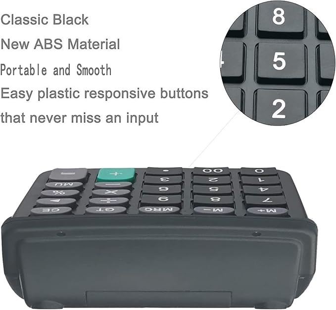 Calculators for Desk, BESTWYA 12-Digit Dual Power Handheld Desktop Calculator with Large LCD Display Big Sensitive Button (Black,Pack of 4)