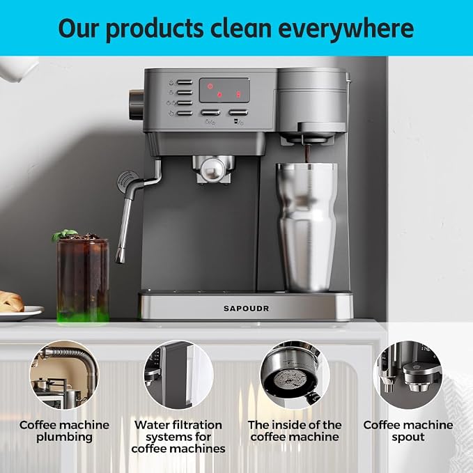 Y-Kelin Coffee Maker Cleaner And Descaler Tablets - 12Count Descaling & Cleaning Solution for Coffee Makers, Pot, Espresso Machines Removes Stains & Oils
