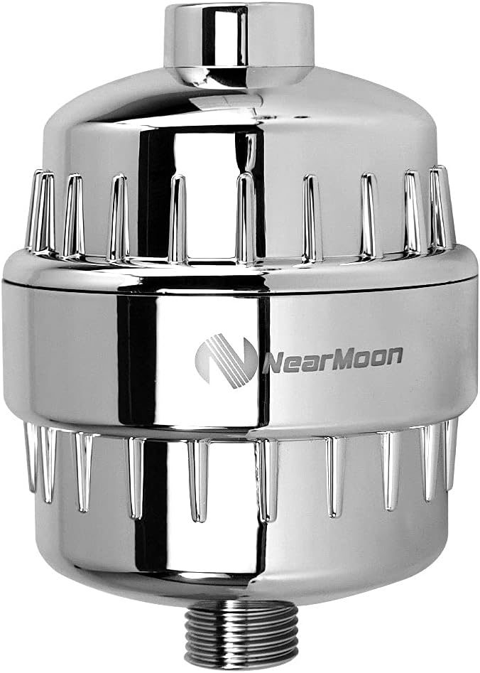NearMoon High Output 15 Stage Shower Filter - Filtered Shower head softener for Hard Water，Reduces Dry Itchy Skin, Dandruff and Improves the Condition of Your Skin, Hair (Chrome Finish)