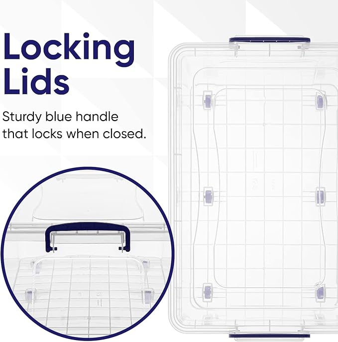 Superio Storage Bins with Lids, Clear Plastic Containers for Organizing, Stackable Totes, BPA Free, Odor Free, Organizer Boxes for Home, and Dorm (2 Pack, 32 Quart)