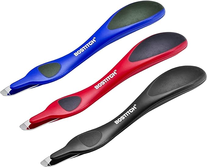Bostitch Office Professional Magnetic Easy Staple Remover, Staple Puller Stick for Office, Home & School - Black, Blue, & Red, 3 Pack