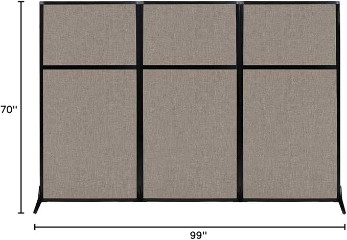 Versare Workstation Partition | Portable Wall Divider | Modern Office Cubicle | Free Standing Privacy Screen | Flexible Work Space | 99" x 70" Warm Pebble Fabric Panels
