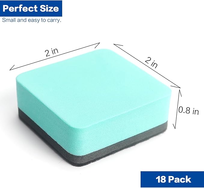 Tamaki 18 PCS Magnetic Whiteboard Dry Erase Erasers, Mini Dry Erasers for White Board, Green