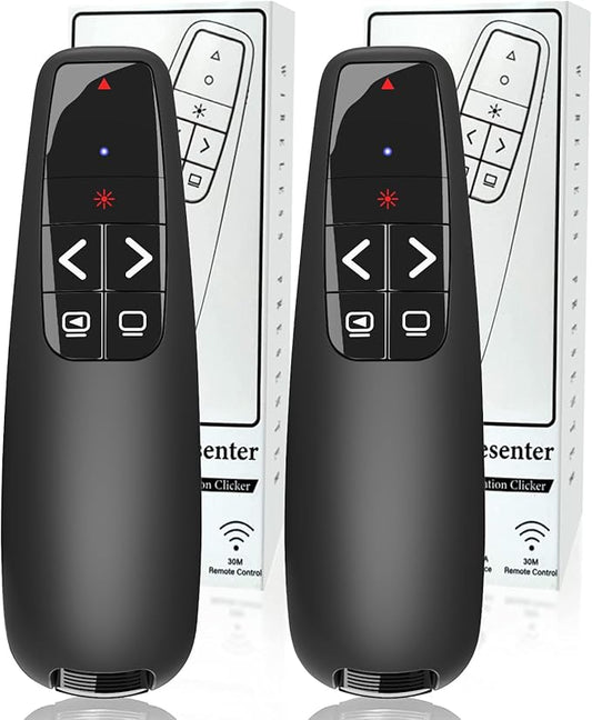 (2 Units) Wireless Presenter Remote, Clicker for Laptop PowerPoint Presentations Pointer, RF Computer Clicker for Presentations Remote, Slideshow/Smartboard/College/Classroom/PPT Clicker