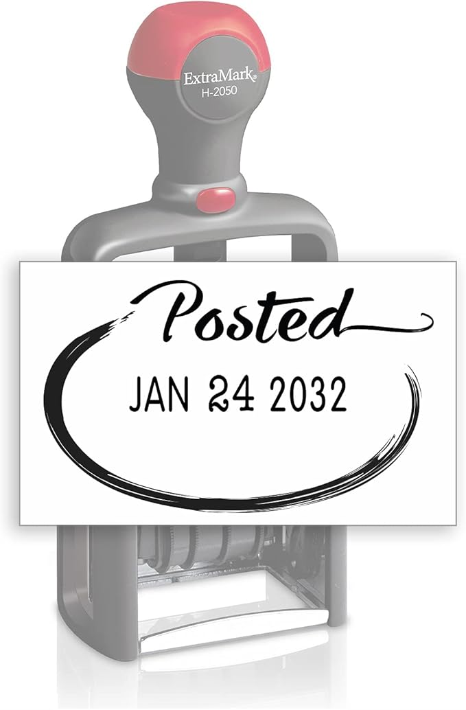 Heavy Duty Style Office Date Stamp with Posted - Self Inking Dater - Style C - Black Ink Color