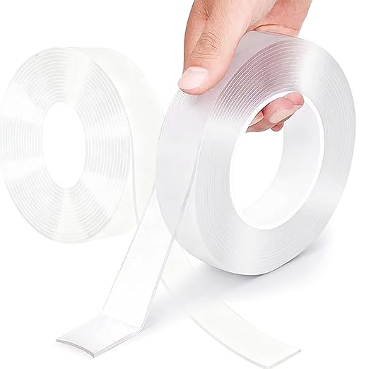 Nano Double-Sided Clear Adhesive (16.5f) Tape mounting Tape for Picture Hanging Water Proof Suitable for Rugs Washable Removeable tracelss multiuse Office and Out Door use Cinta adhesiva Doble cara