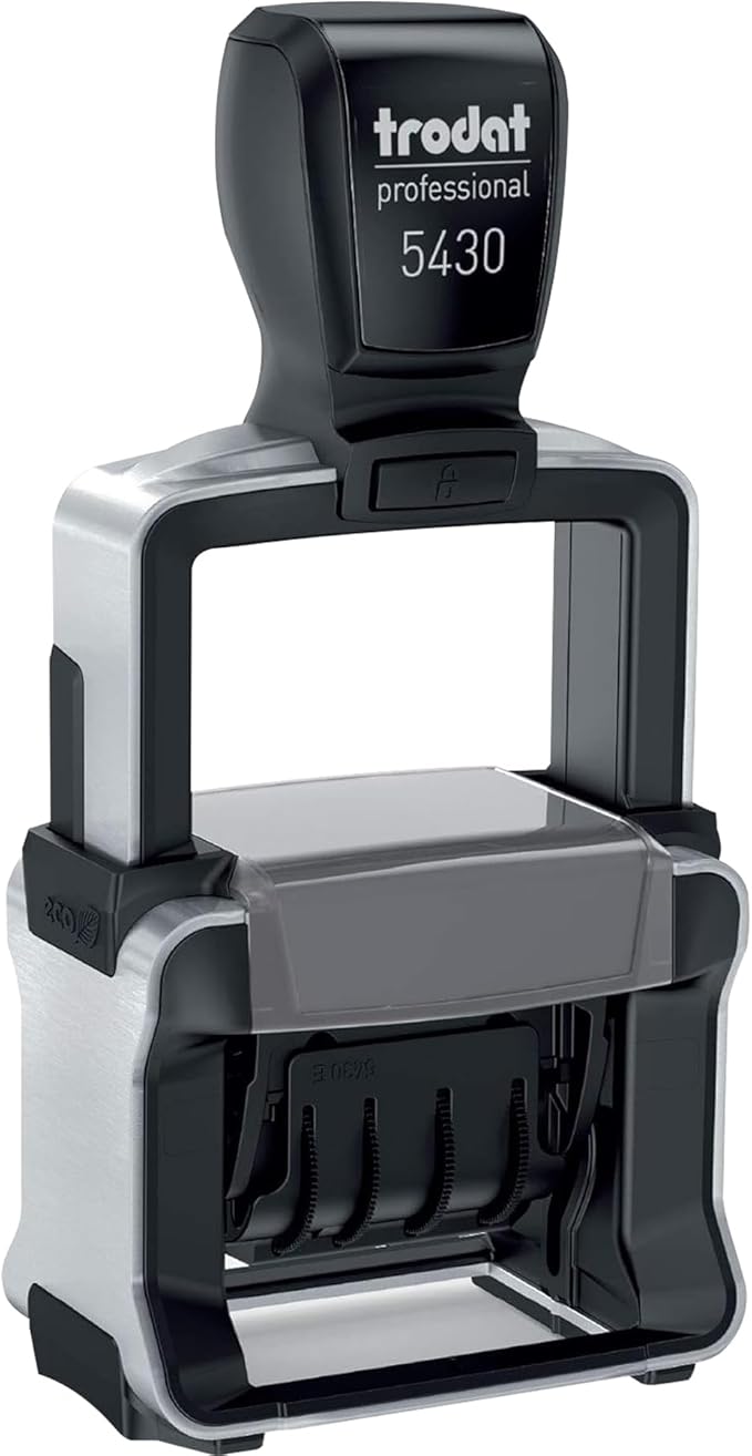 Trodat 5430 Professional Self-Inking Date Stamp with Posted - Blue/Red 2 Color Ink