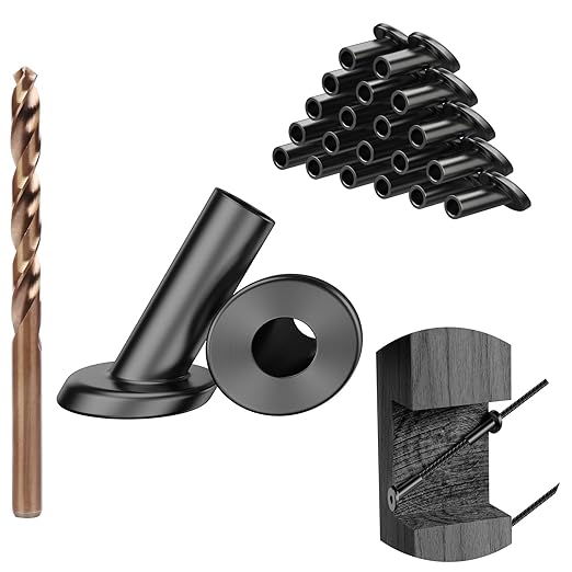 BLIKA 20 Pack 25 30 35 Degree 1/8" Black Cable Railing Angle Beveled Protector Sleeves, T316 Stainless Steel, Angle Protector Sleeves Deck Stair Cable Railing Hardware Kit for Wood Posts