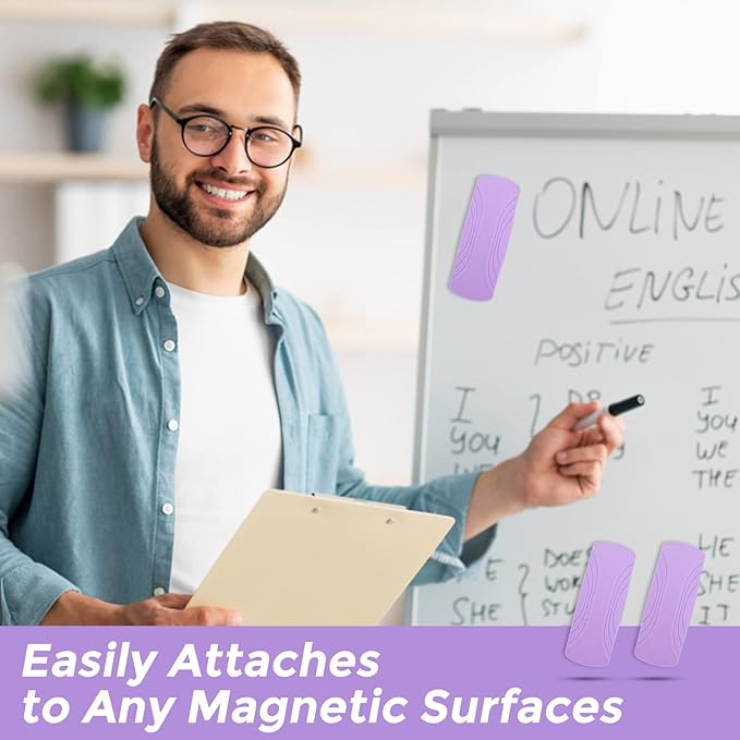 Ddaowanx Whiteboard Eraser - Magnetic Dry Erase, Glass Board Eraser, School and Office Supplies, Pack of 2 (Purple)