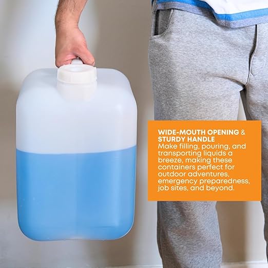 FastRack 5 Gallon Hedpak Water Jug with Screw Cap | 108-Pack (1 Pallet), BPA-Free Food-Grade HDPE, Leak-Proof White Container, – For Brewing, Fermentation, Water Storage & Commercial Use