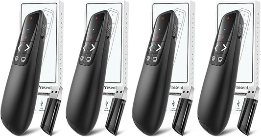 (4 Units) Wireless Presenter Remote, Clicker for Laptop PowerPoint Presentations Pointer, RF Computer Clicker for Presentations Remote, Slideshow/Smartboard/College/Classroom/PPT Clicker