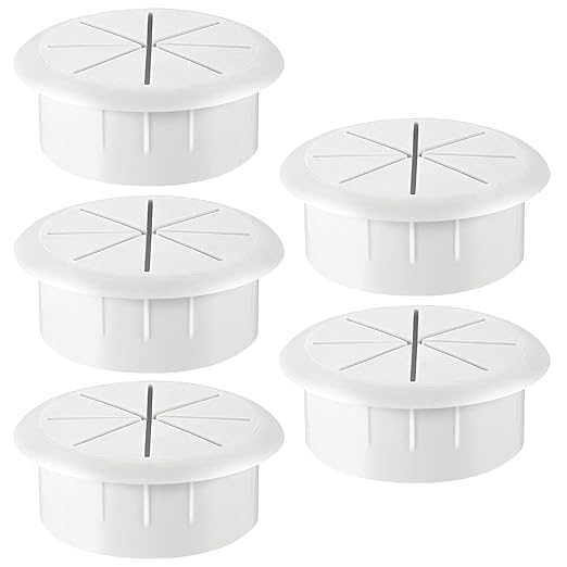HYCC 5 Pack 2 Inch Flexible Desk Grommet,Organize Wires and Cables on Office Equipment, Computer Components, Entertainment Systems Effectively - Color: White