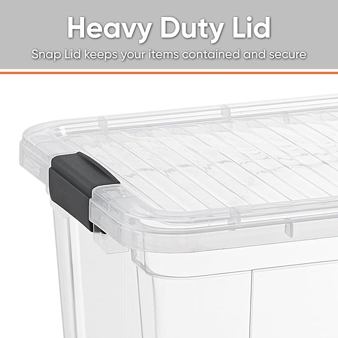 Superio Clear Storage Bins with Lids, Stackable Storage Box with Latches and Handles, Extra Small, 4 Pack 1.75 Quart