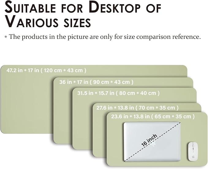 HOMIEAZICOZI Leather Desk Mat - Non-Slip PU Pad for Office and Home Organization Accessories Ideal Large Mouse Mats on Top of Desks (Light Green,36''x 17'') (DPD-LG-L)