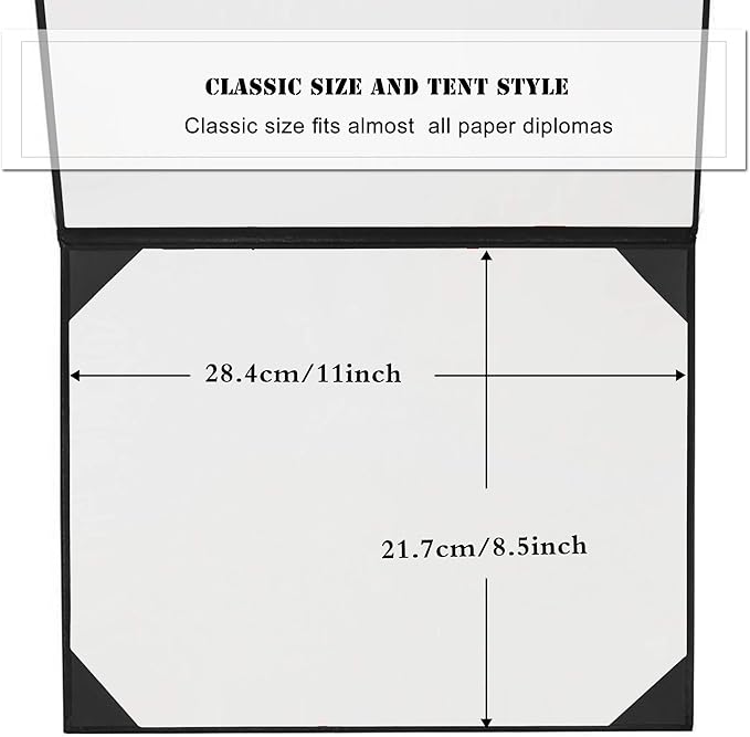 Diploma Cover 8.5” x11” Diploma Holder of Graduation Leatherette Padded Certificate（Tent Style