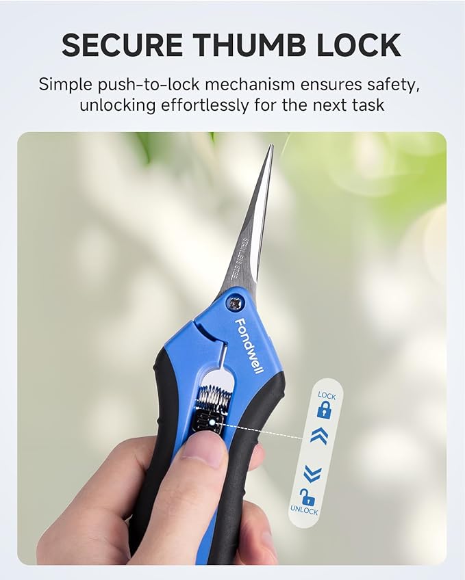 Fondwell 6.5" Small Pruning Scissors for Indoor Plant Micro Garden Clippers | 2-Pack Trim Scissors, Ultra-Sharp Micro-Tip Straight Blades, Lightweight - Best for Delicate Cutting Flower Stems Herbs Buds