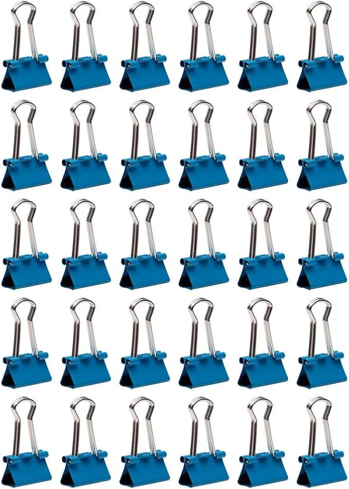 JAM PAPER Colorful Binder Clips - Extra Small - 3/5 Inch (15 mm) - Blue Binderclips - 30/Pack