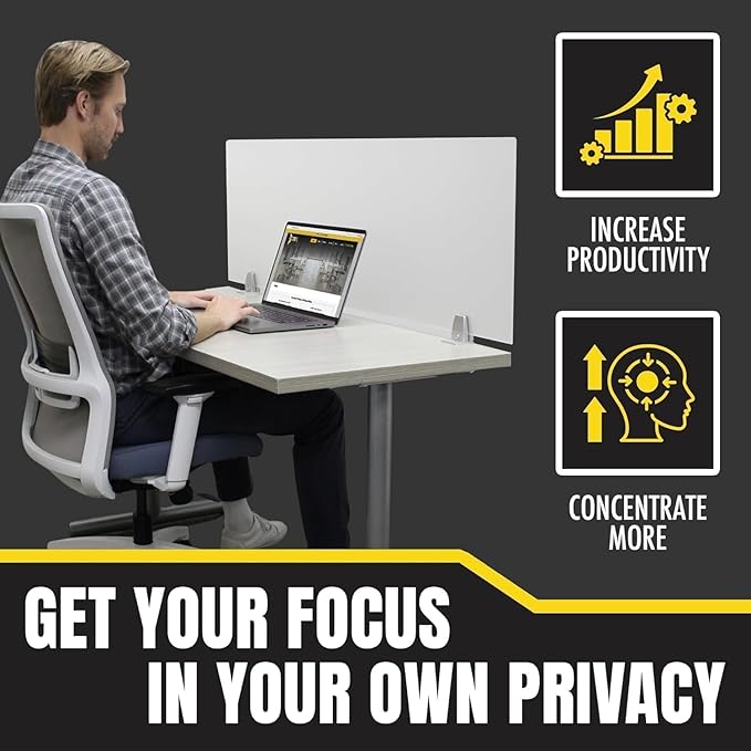 OBEX Frosted Acrylic Desk Mounted Privacy Panel, 18" x 24", Frosted