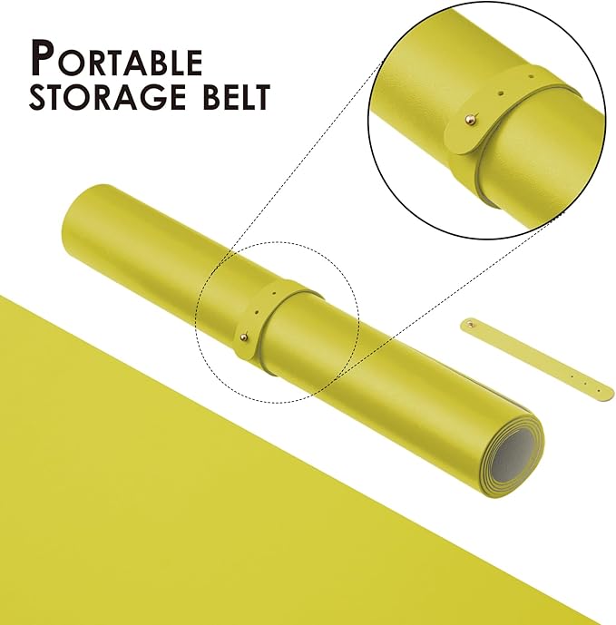 Large Desk Mat - 47.2"x 17" Non-Slip PU Desk Pad for Office and Home - Ideal for Large Mouse Pad and Desk Mats on Top of Desks(Lemon Yellow)