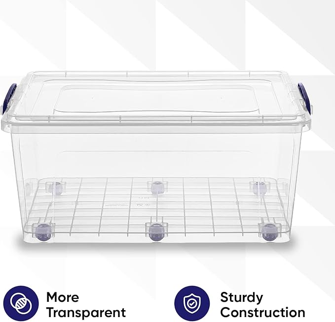 Superio Storage Bins with Lids, Clear Plastic Containers for Organizing, Stackable Totes, BPA Free, Odor Free, Organizer Boxes for Home, and Dorm (2 Pack, 32 Quart)