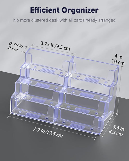 Uniclife 2 Pack Acrylic Business Card Holder for Desk 8 Slots Clear Business Card Display Stand for Men & Women Desktop Business Card Organizer Card Stand for Office Home Exhibition, 480 Card Capacity