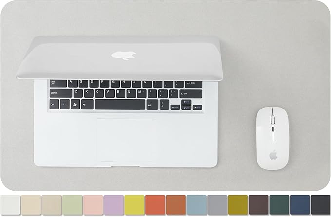 Leather Desk Mat - Small Non-Slip PU Desk Pad for Office and Home - Desk Organization and Accessories - Ideal for Large Mouse Pad and Small Desk Mats on Top of Desks (Silver,23.6"x 13.8")