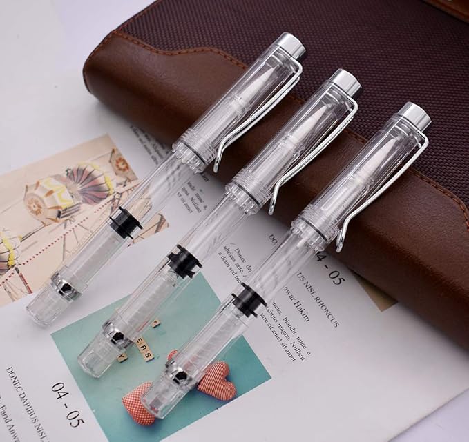 3PCS Yongsheng 3009 Piston-Filled flexible Brush Tip Fountain Pen Fine to Broad For Sketch,Drawing,Scrapbook and Calligraphy Painting