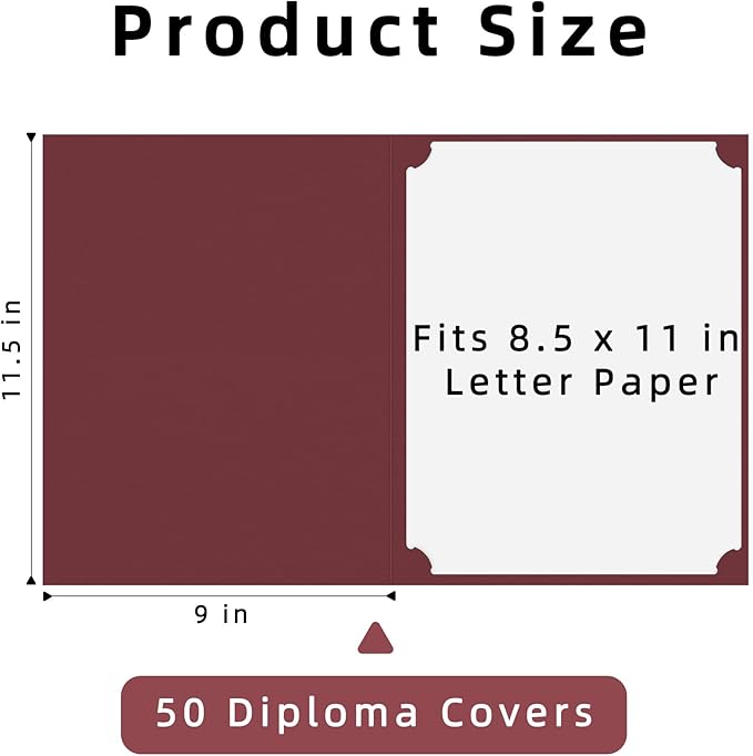 HAUTOCO 50 Packs Certificate Holders, Burgundy Diploma Holders, Document Award Covers Certificate Folders with Gold Foil Border for 8.5x11 Letter Size