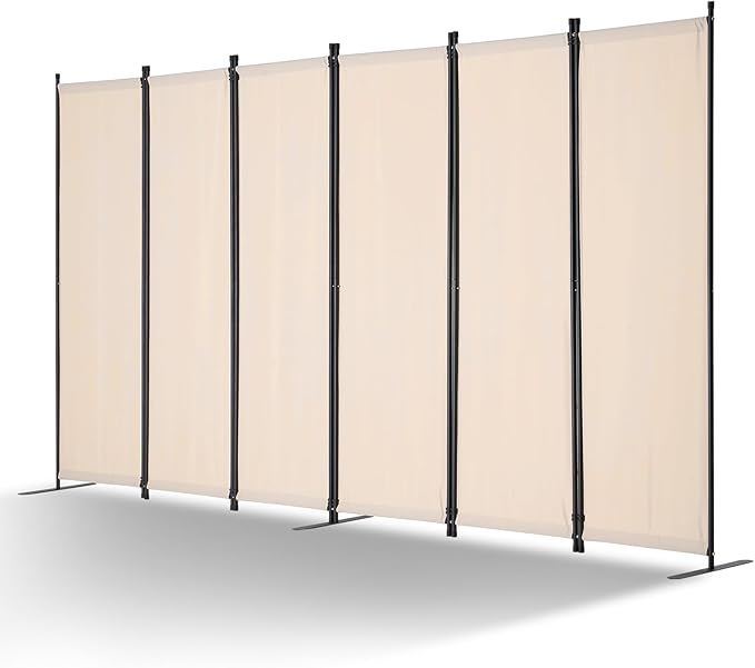VEVOR Room Divider, 6 Panel Room Divider, Folding Privacy Screen and Portable Partition Divider for Room Separation, Freestanding Room Partitions for Office, Bedroom, Study, Beige