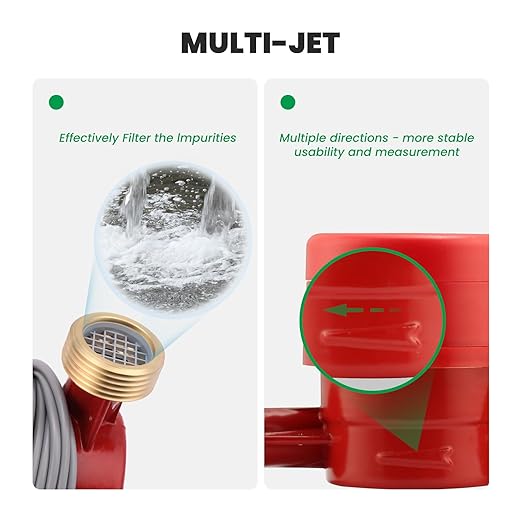 Watflow DN15 Water Meter 1/2" NPT, AWWA C712 Certification Gallon Water Flow Meter with Pulse Output, Cold and Hot Water Meter for Garden/Home/Apartment, Horizontal Install.