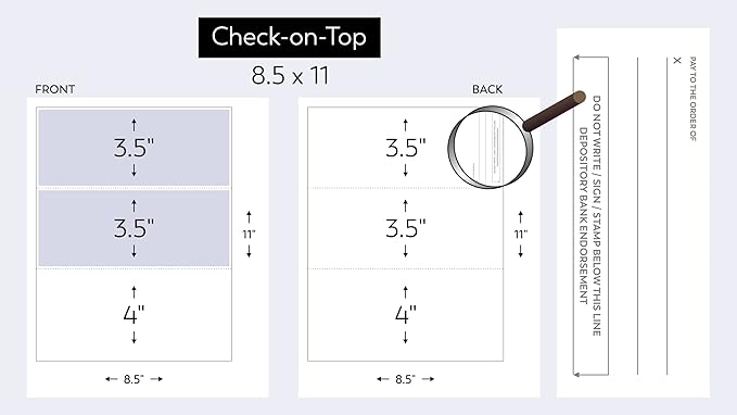 Compuchecks Check on Top Blank Check Paper - 1000 Pack, Quick-Books & Laser Printer Compatible - Security Business Checks with Voucher - 8.5" x 11" Green Diamond