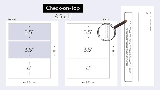 Compuchecks Check on Top Blank Check Paper - 1000 Pack, Quick-Books & Laser Printer Compatible - Security Business Checks with Voucher - 8.5" x 11" Gold Pinstripe